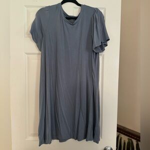 Cotton dress, cable and gauge, with butterfly sleeves